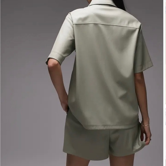 TOPSHOP CREME FAUX LEATHER BUTTON TOP - Picture 5 of 8